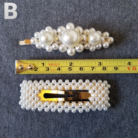3/$25 Hair Clip Faux Fancy Pearls Oversized A or B - Picture 4 of 4